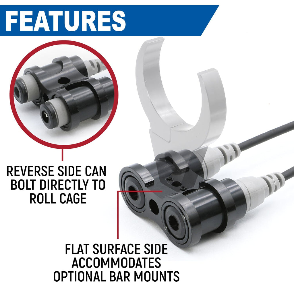 Dual Headset or Helmet Jack - Bar Mount