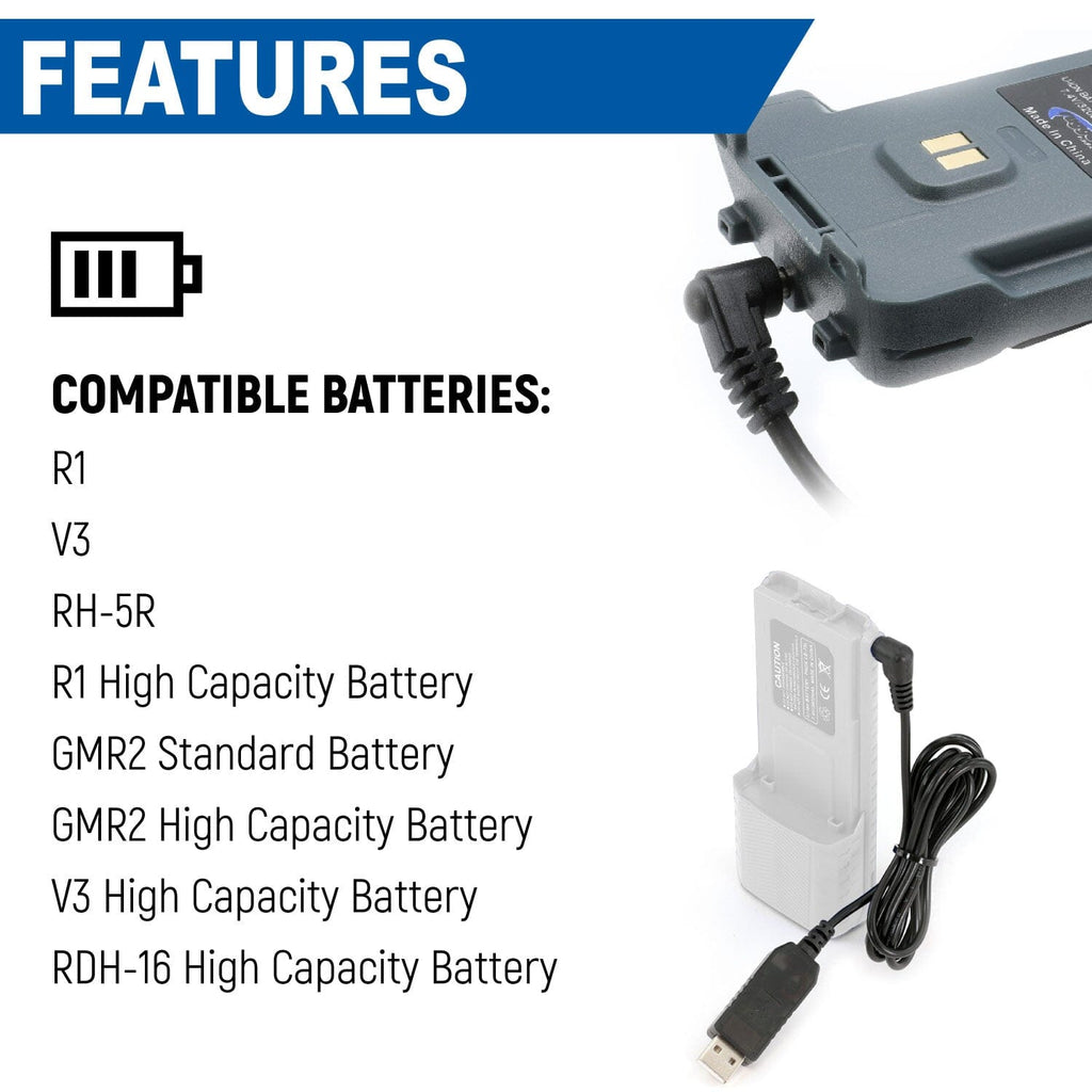 USB Charging Cable for R1 - V3 - GMR2 and GMR2 PLUS Handheld Radios