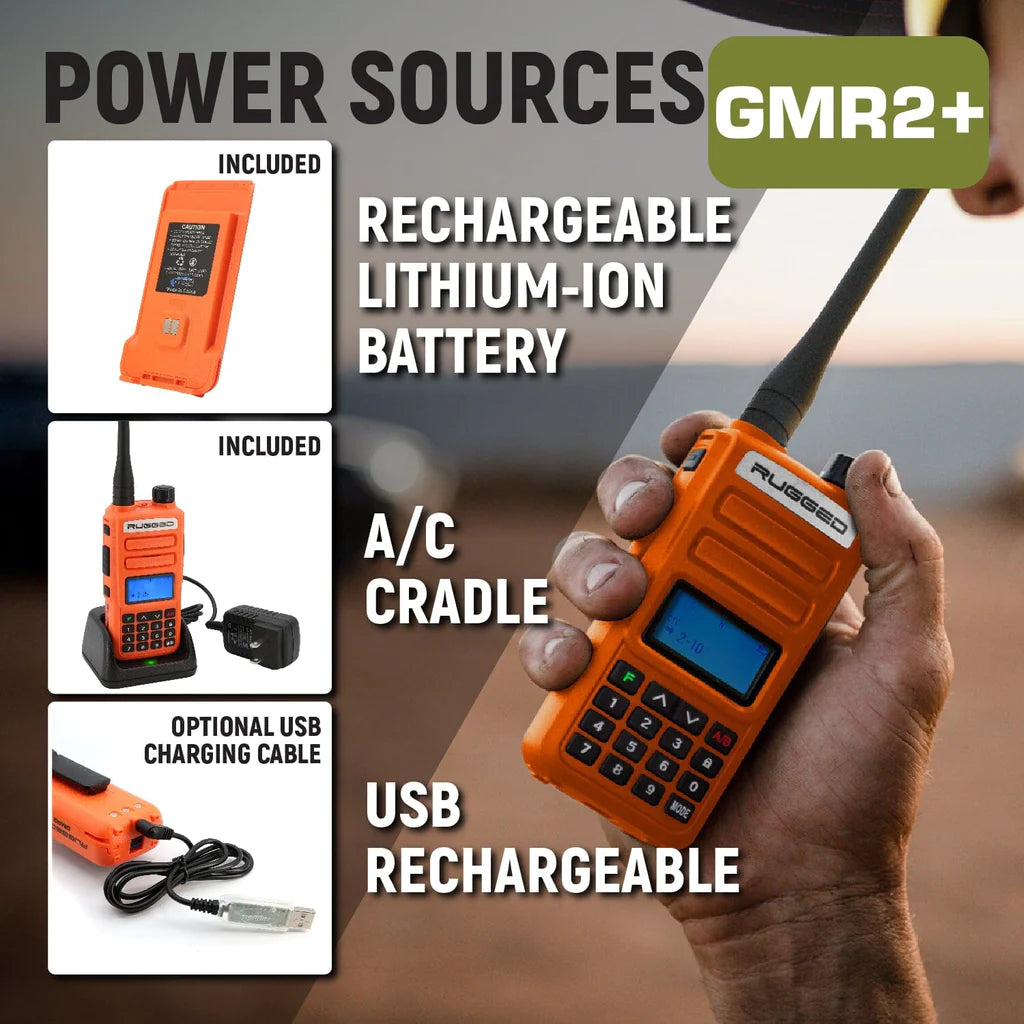 Rugged GMR2 PLUS GMRS and FRS Two Way Handheld Radio