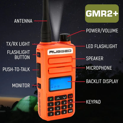 Rugged GMR2 PLUS GMRS and FRS Two Way Handheld Radio